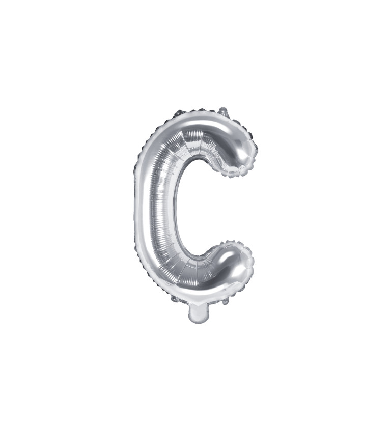 Stříbrný fóliový balónek - písmeno C