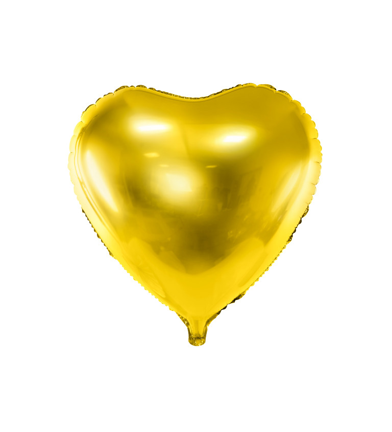 Zlatý fóliový balónek - srdce