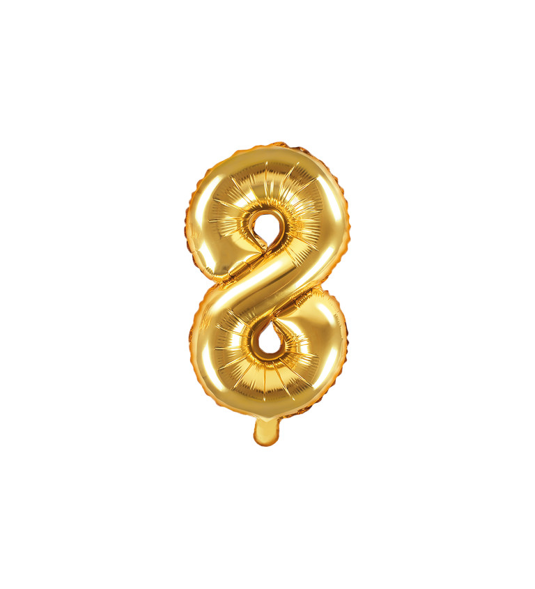 Malý zlatý fóliový balónek - číslo 8