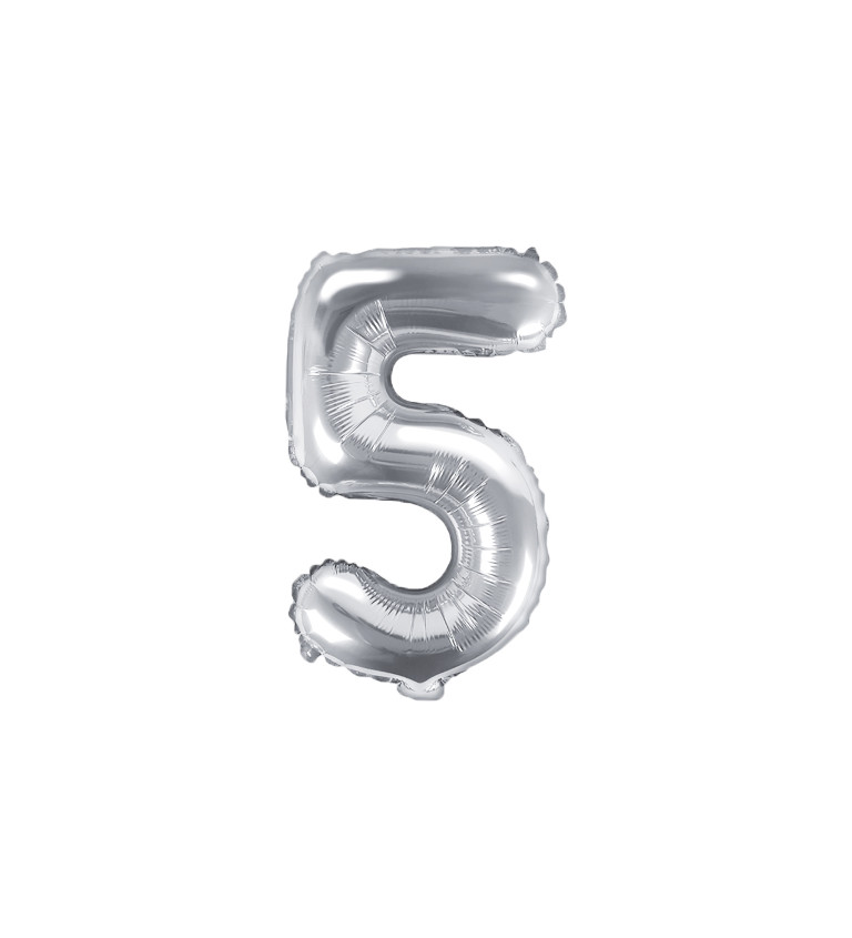 Malý stříbrný fóliový balónek - číslo 5