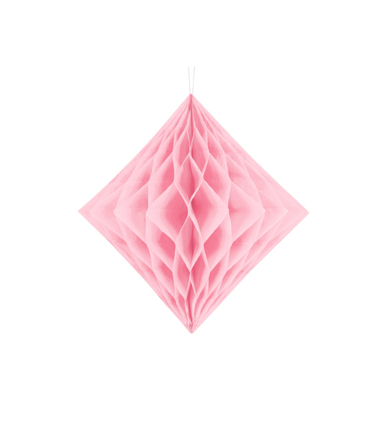 Světle růžový papírový diamant - 30 cm