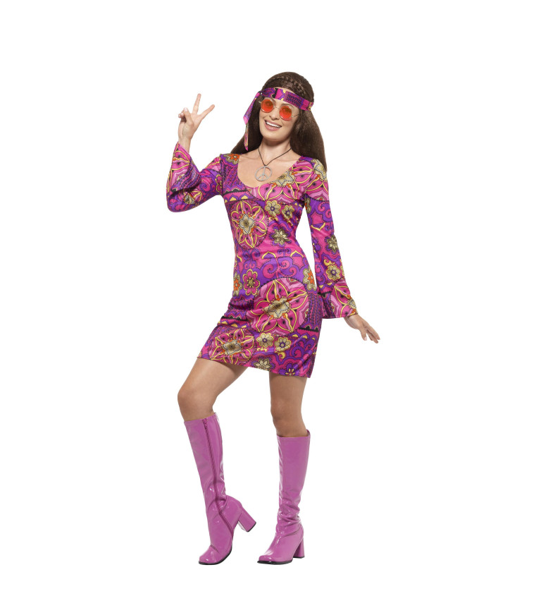 Růžovo-fialové hippie šaty