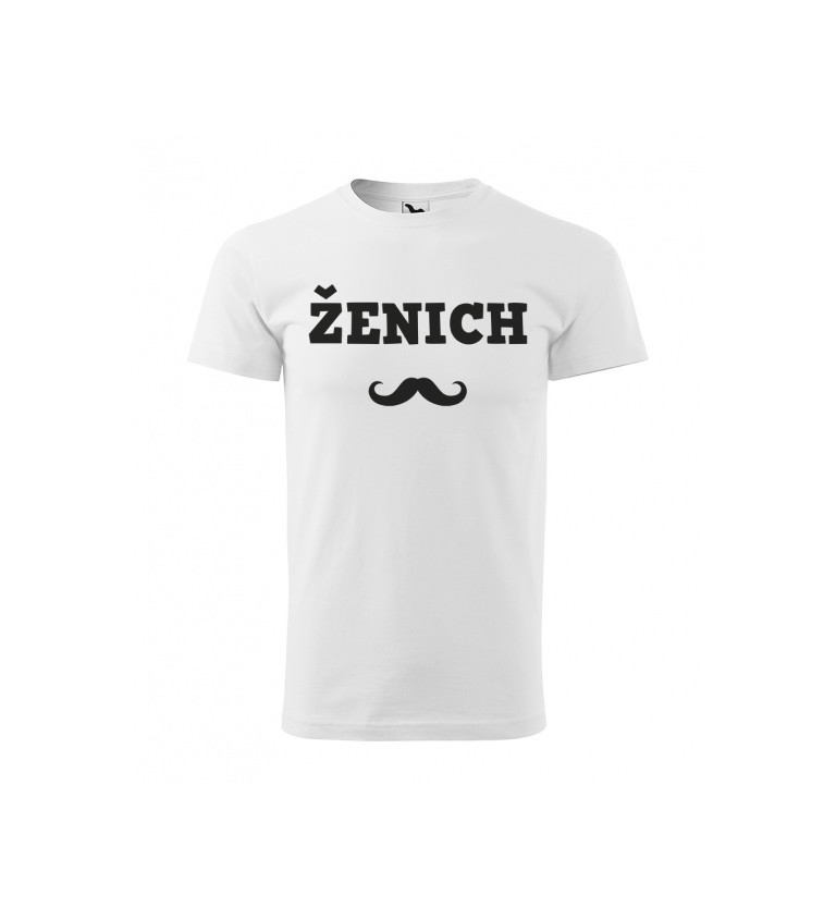 Bílé pánské triko Ženich - knírek
