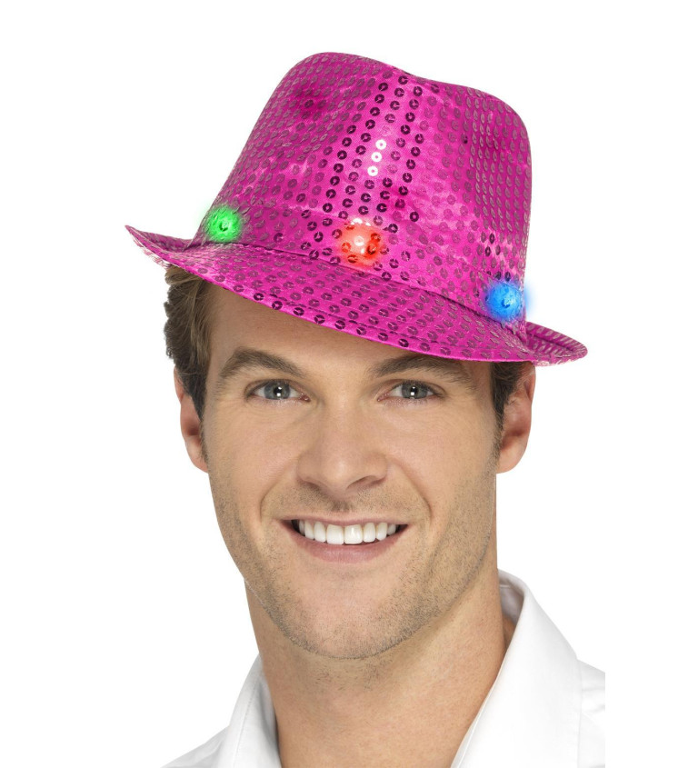 Flitrový klobouk růžový