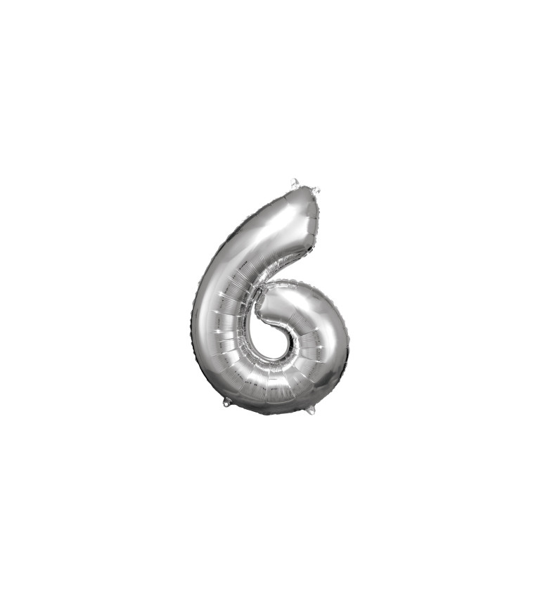Stříbrný fóliový balónek - číslo 6