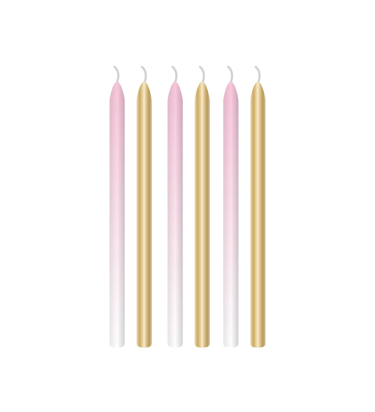 1. narozeniny růžové a zlaté - svíčky