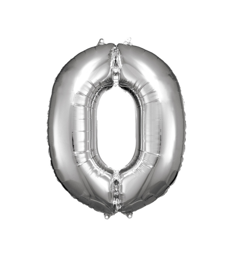 Stříbrný fóliový balónek - číslo 0