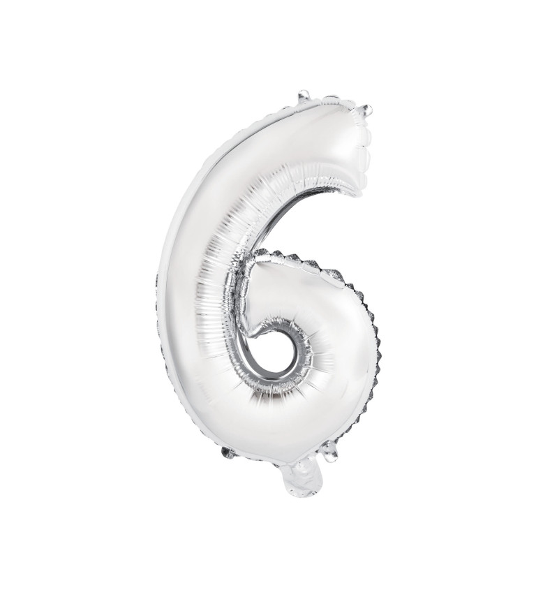 Malý stříbrný fóliový balónek - číslo 6