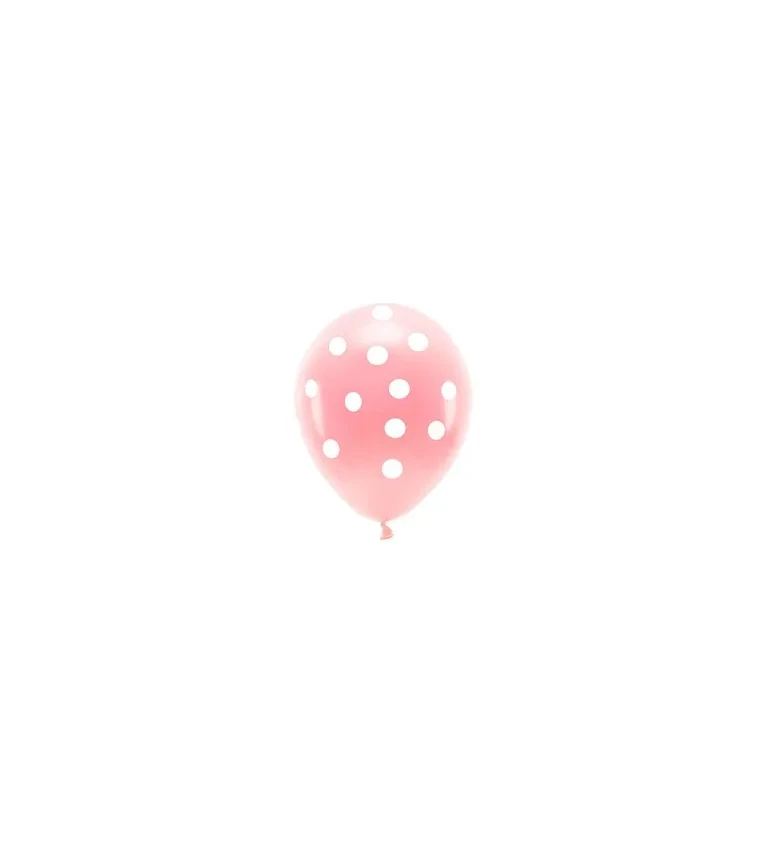 Světle růžový pastelový ECO balónek s puntíky