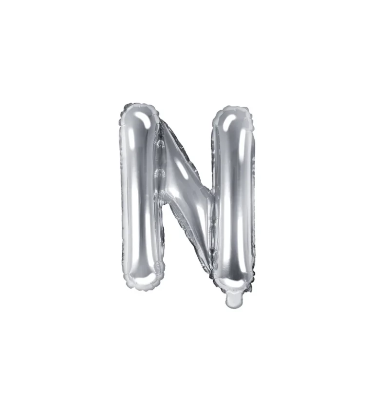 Stříbrný fóliový balónek - písmeno N