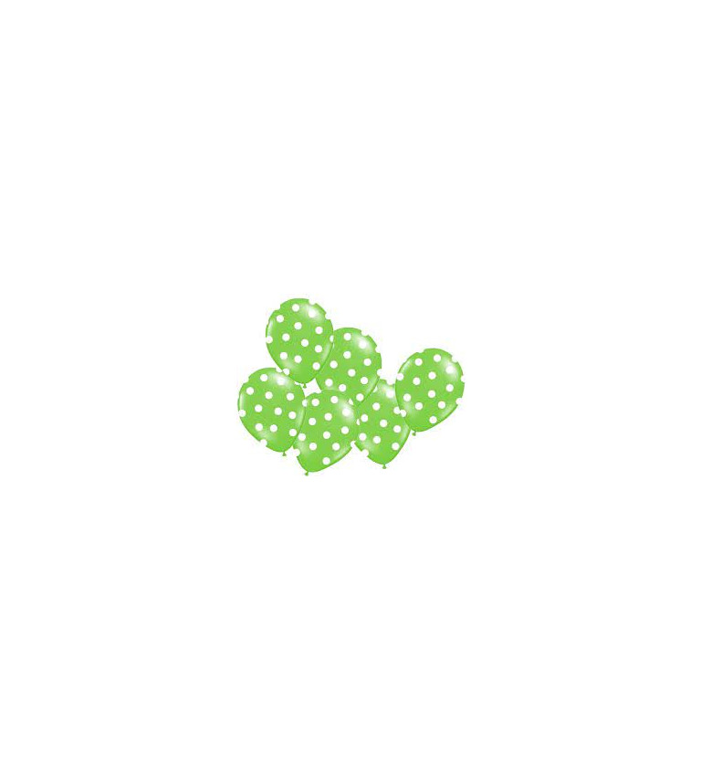 Zelené balonky - bílé s  puntíky