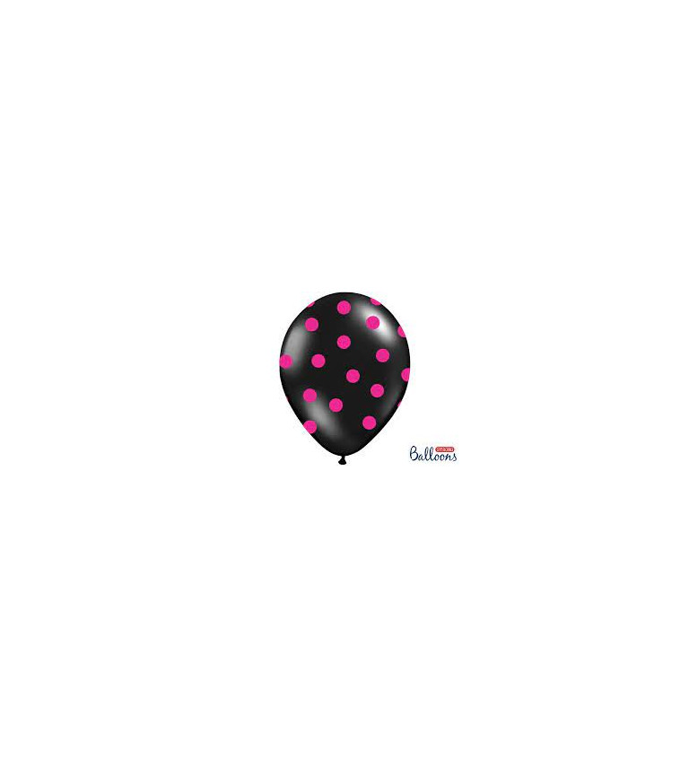Balonky - černé s růžovými puntíky