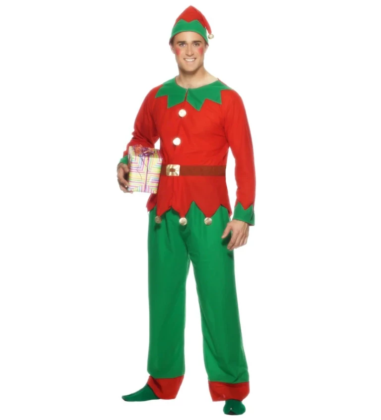 Zeleno-červený kostým elfa