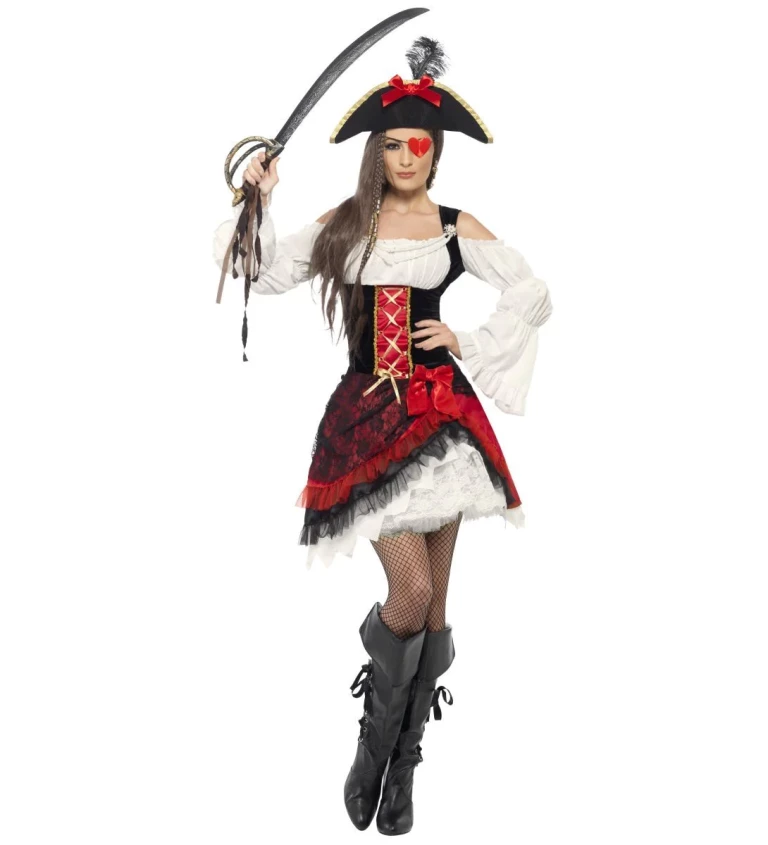 Kostým Pirátky - červený glamorous