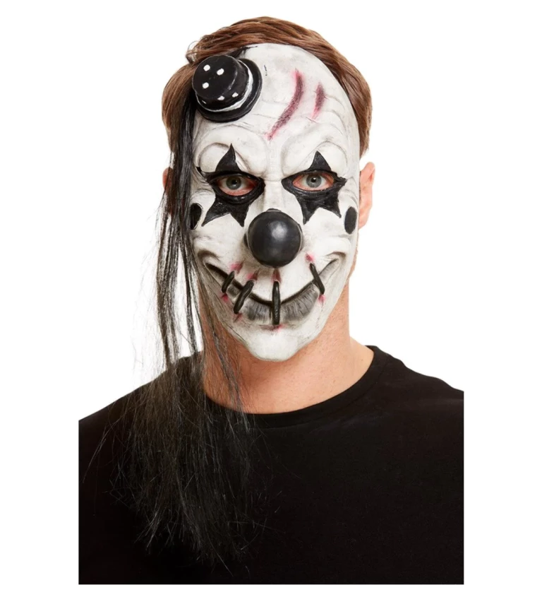 Strašidelná maska černo-bílého klauna