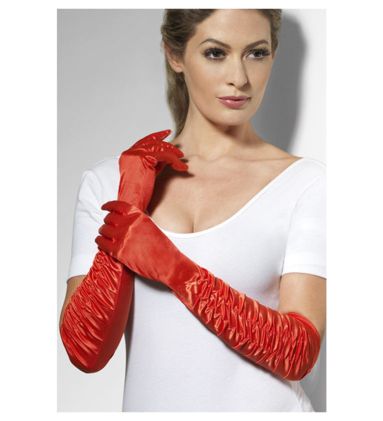 Elegantní červené rukavice - dlouhé