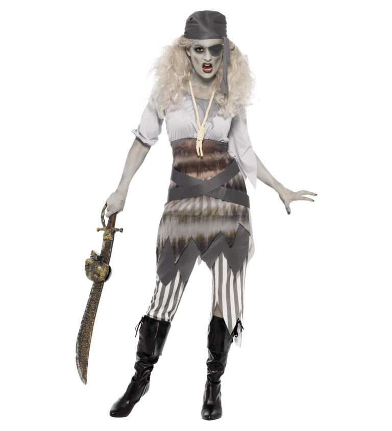 Kostým Zombie pirátky - pruhované legíny