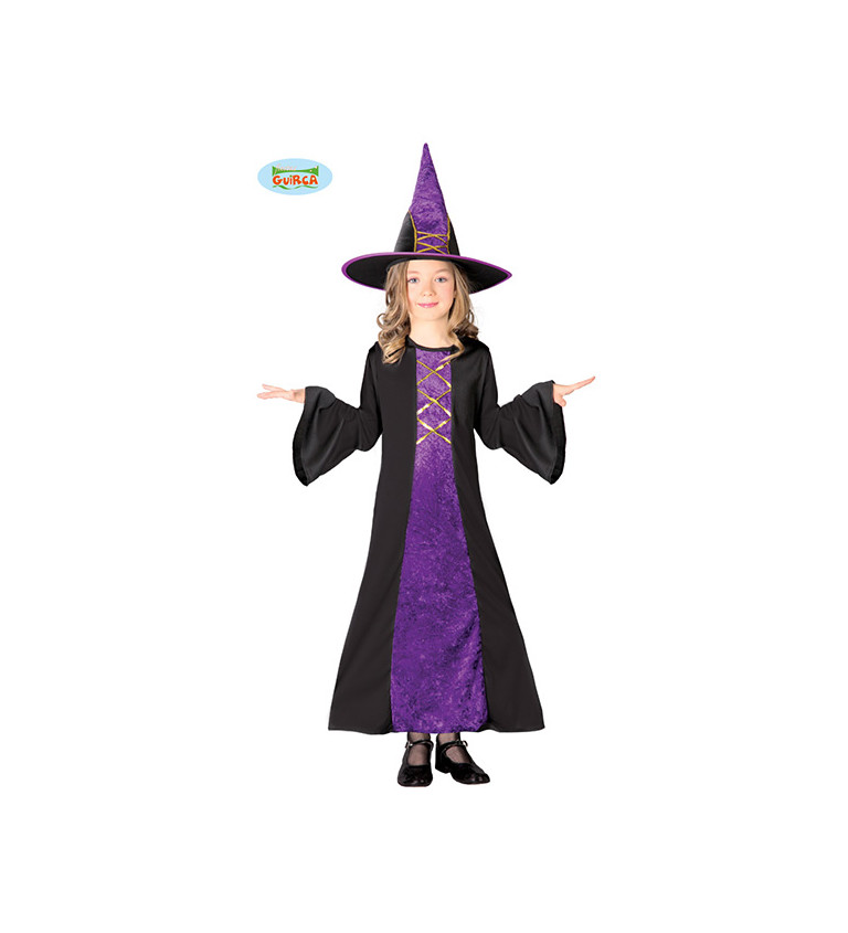 Dětský kostým Čarodějka - fialová