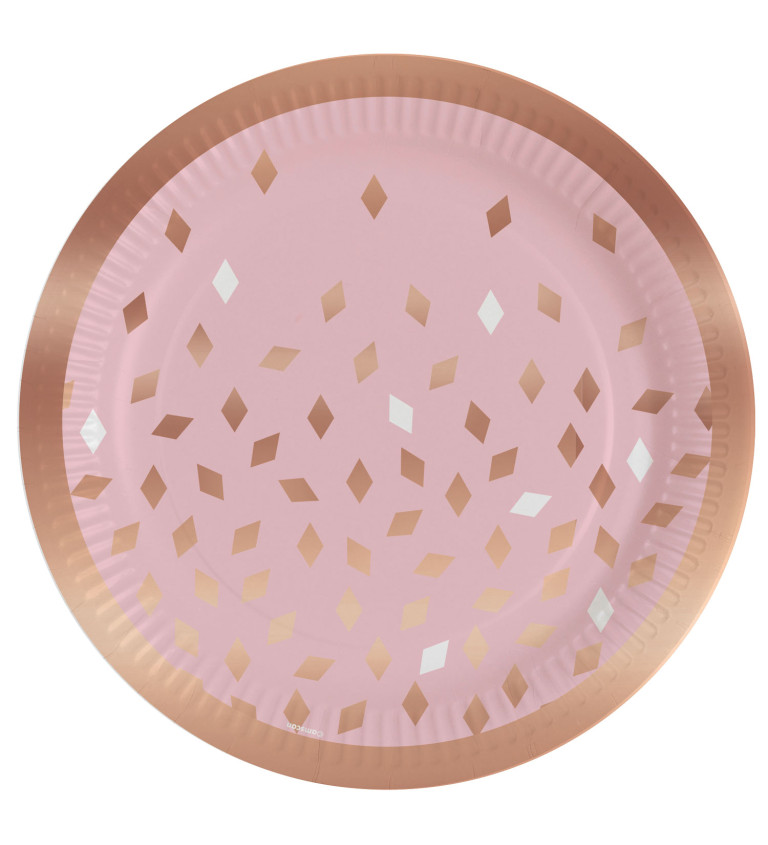 Papírové talířky vzorované - rose gold
