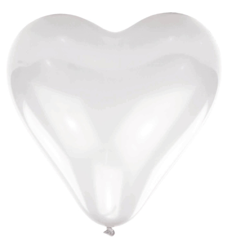 Bílé latexové balónky - tvar srdce