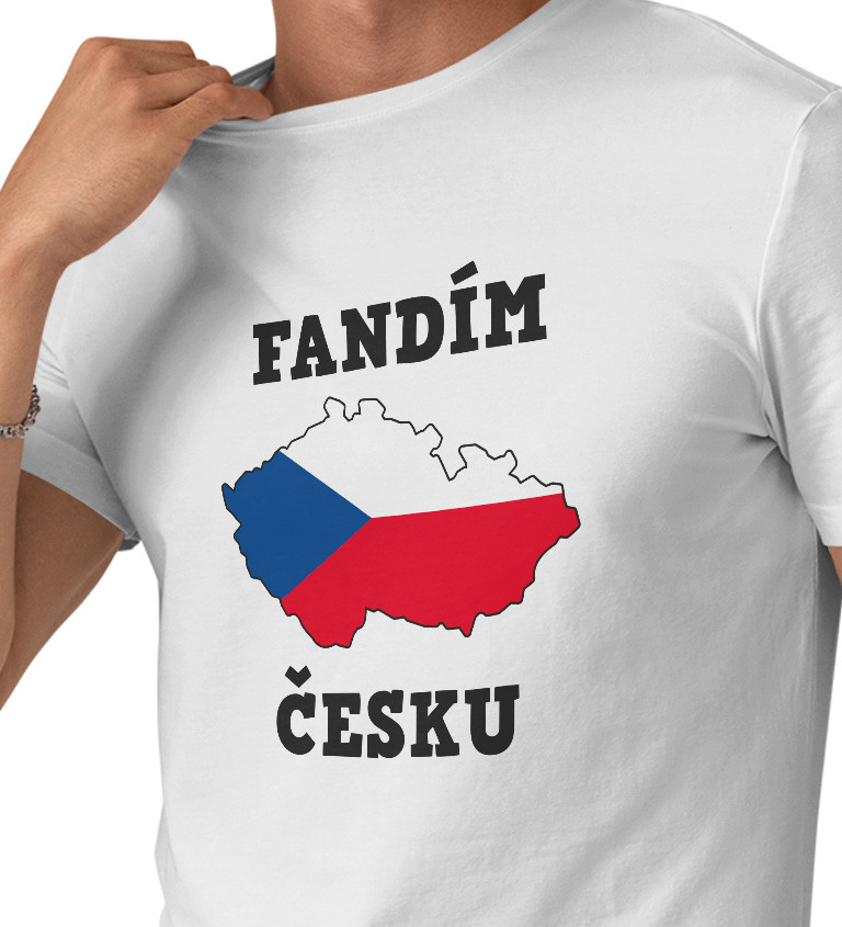 Pánské tričko bílé - Fandím česku