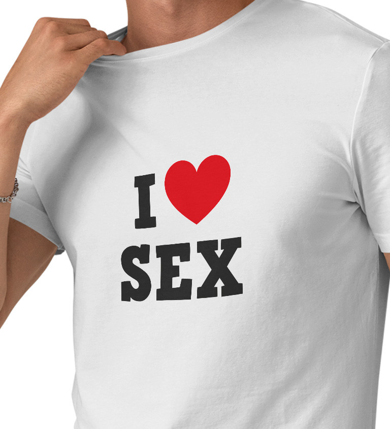 Pánské tričko bílé - I love sex