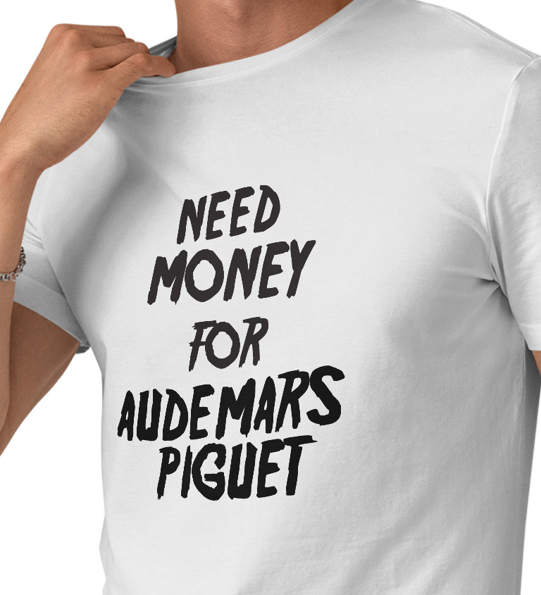 Pánské triko bílé - Need money for Audemars