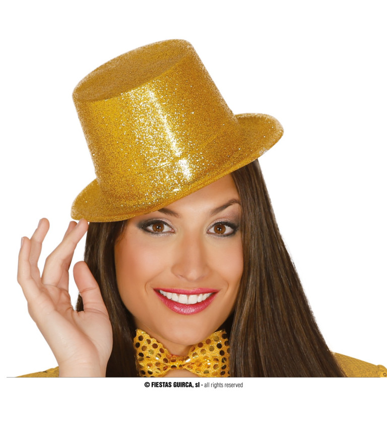 Zlatý flitrový klobouk