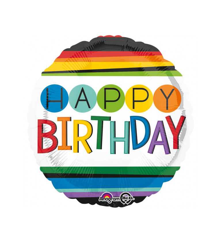 Fóliový balónek Happy Birthday barevný