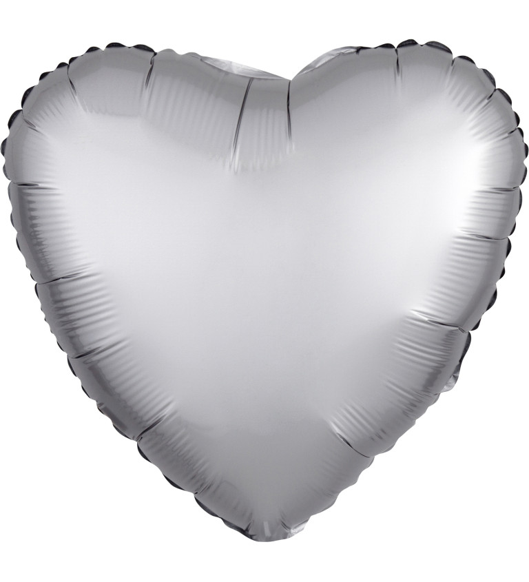 Fóliový balónek srdce stříbrné