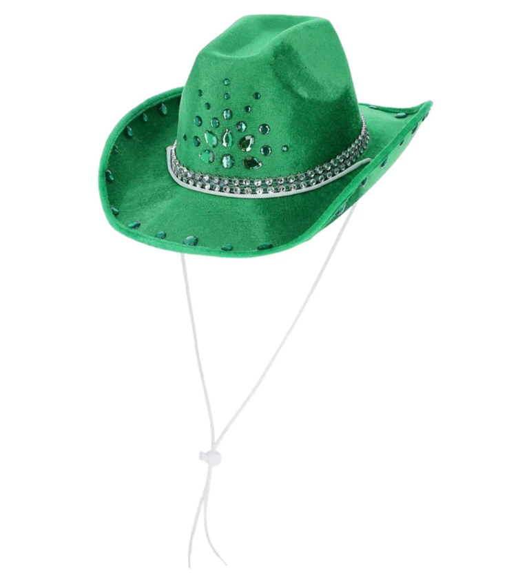 Zelený kovbojský klobouk