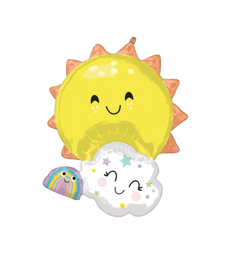 Slunce, mrak a duha - fóliový balónek