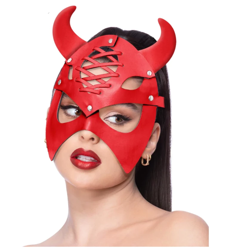 Červená kožená maska - Králík