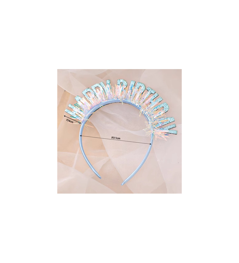 Narozeninová čelenka „Happy Birthday“ – modrá