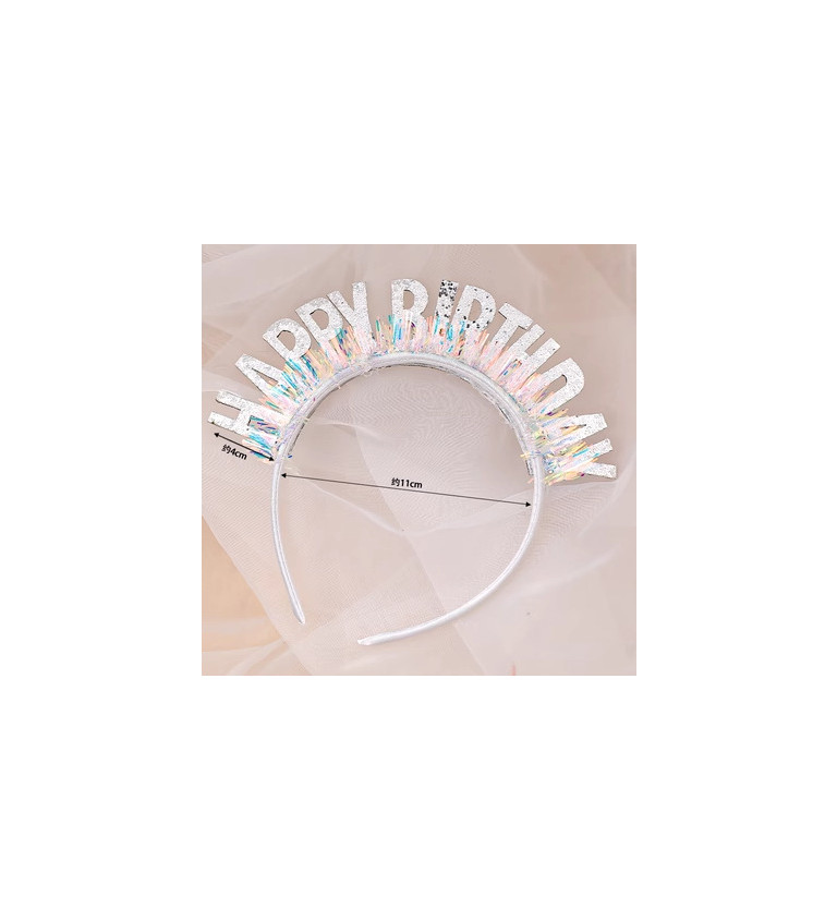 Narozeninová čelenka „Happy Birthday“ – holografická