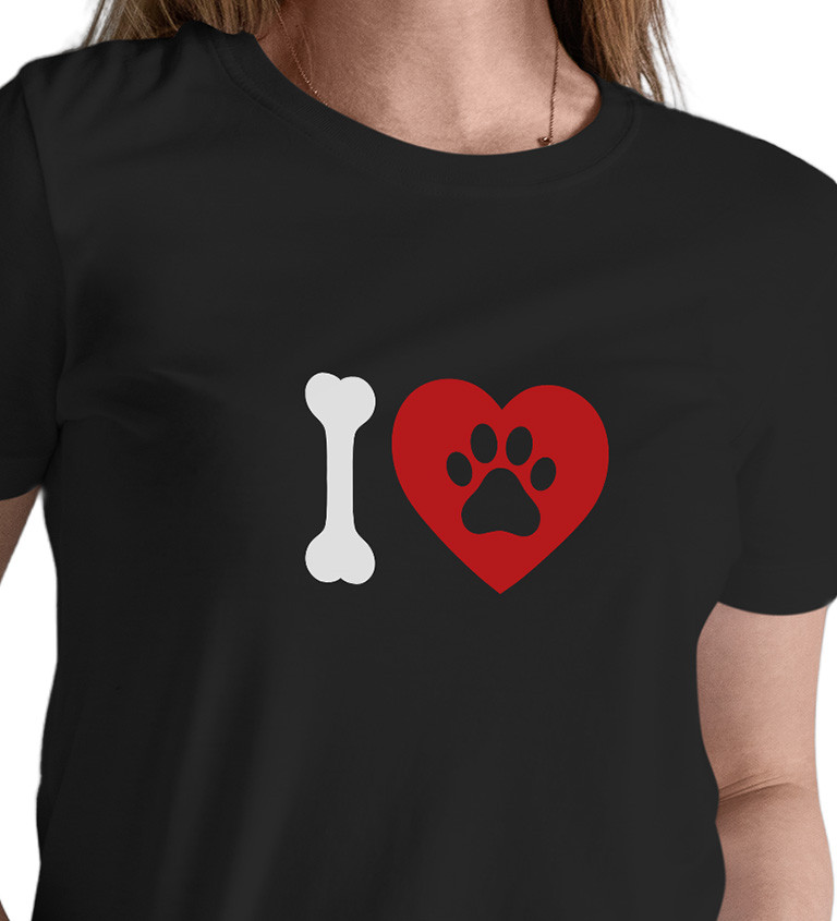 Dámské černé tričko – I love packa