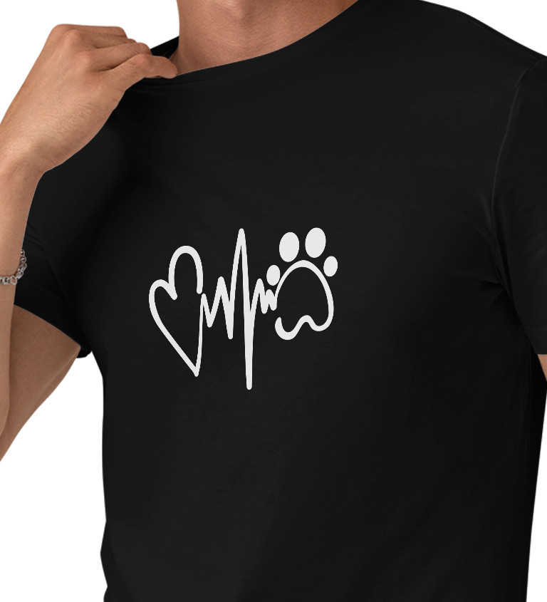 Pánské černé tričko – Tep psí tlapka