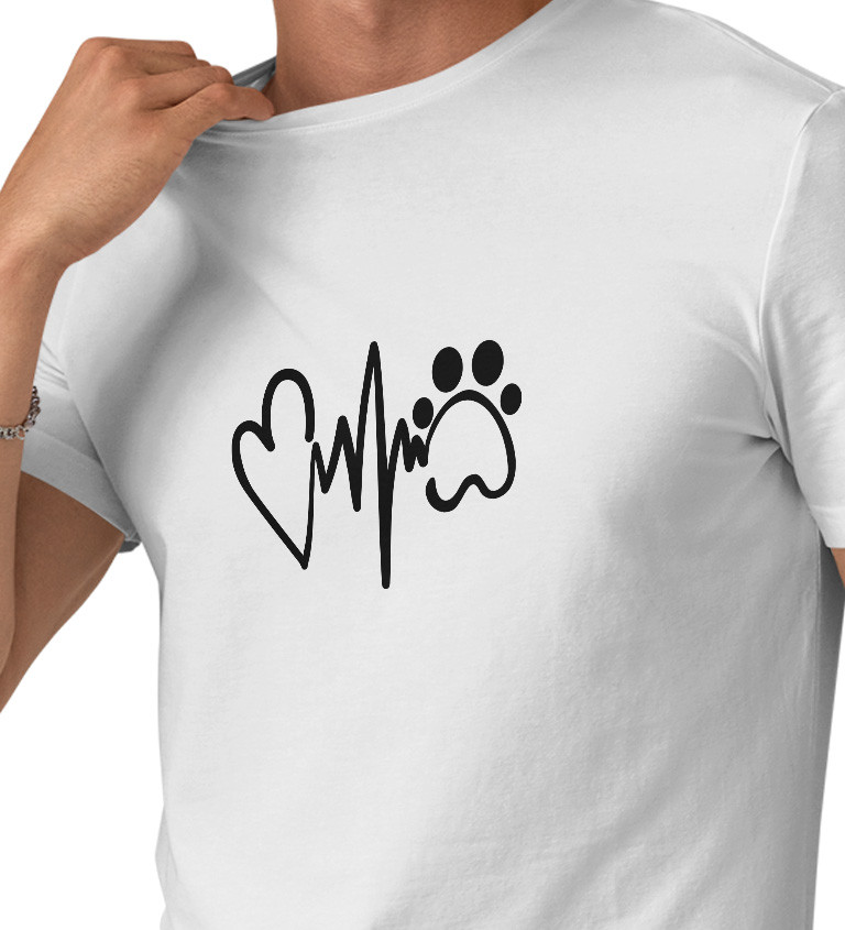 Pánské bílé tričko – Tep psí tlapka
