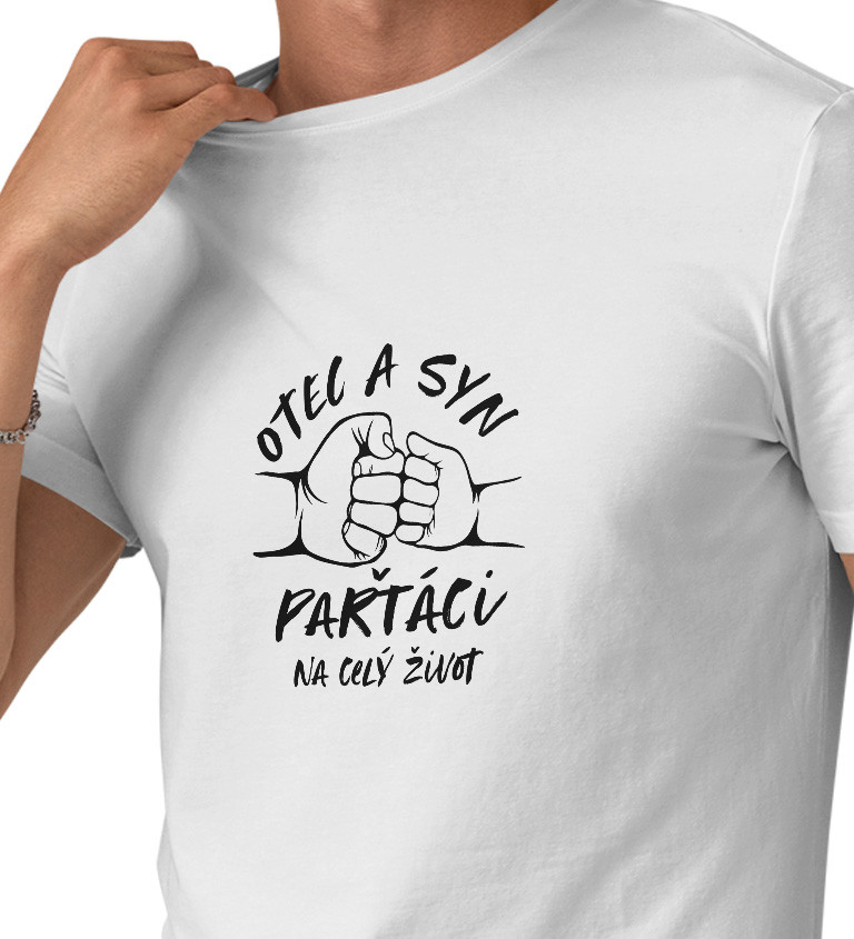 Bílé pánské tričko – Otec a syn parťáci na celý život