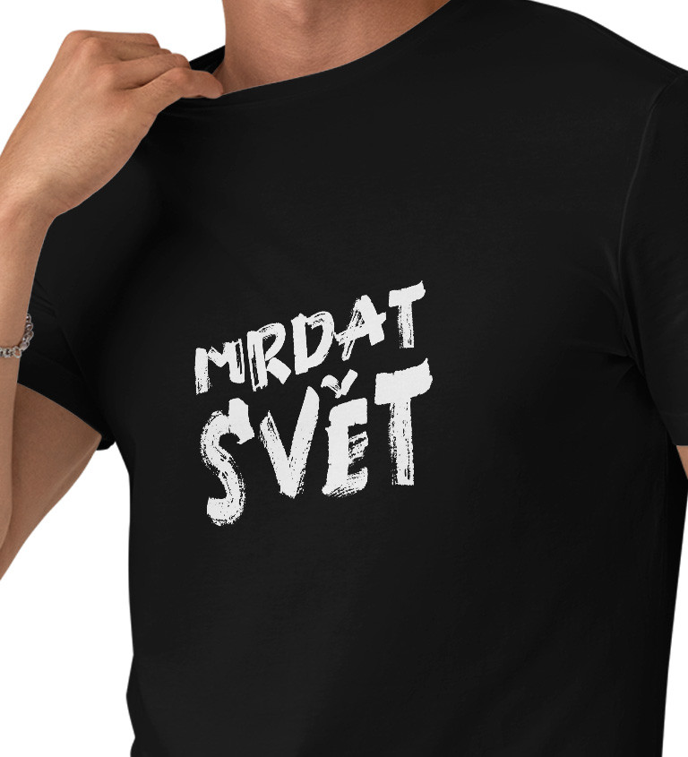 Černé pánské tričko – Mrdat svět