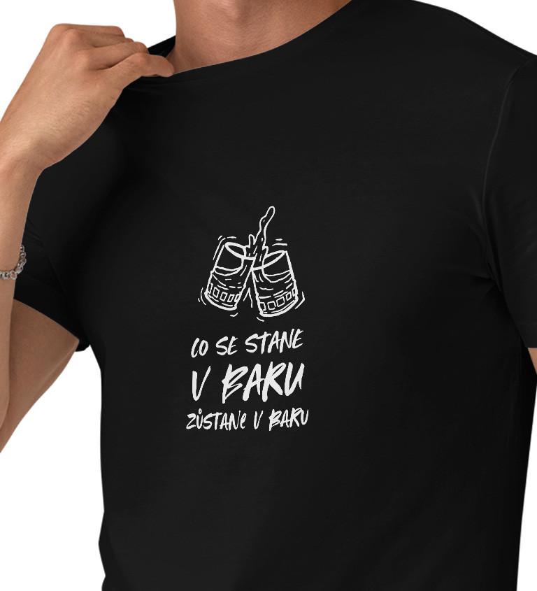 Černé pánské tričko – Co se stane v baru, to zůstane v baru
