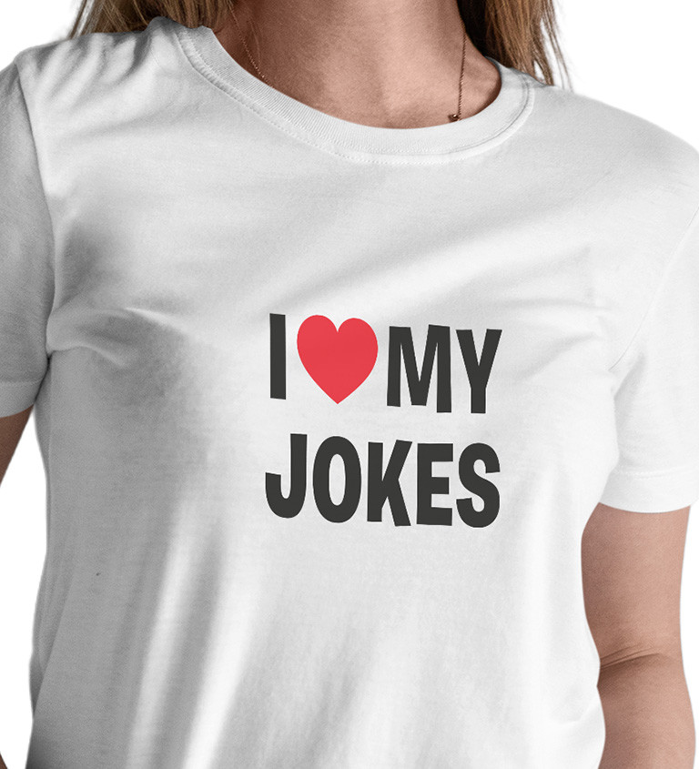 Bílé dámské tričko – I love my jokes