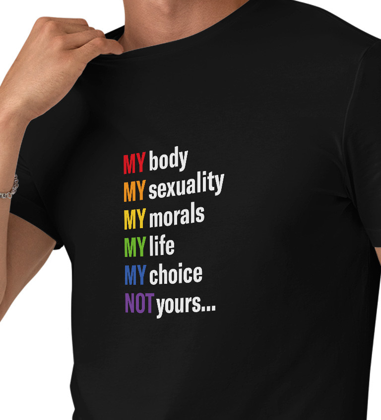 Černé pánské tričko – My body, my sexuality