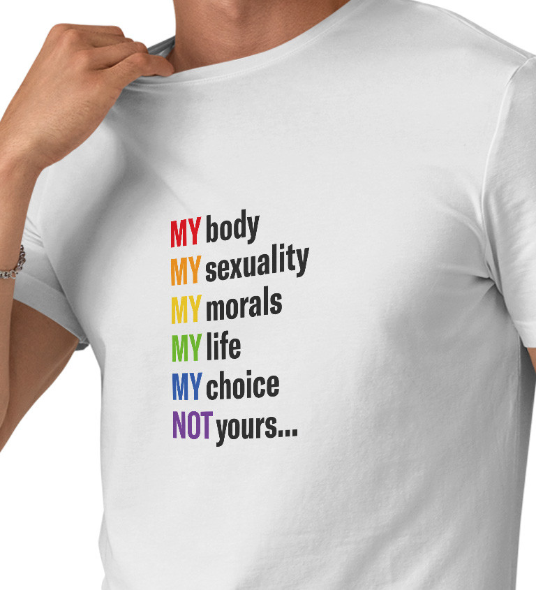Bílé pánské tričko – My body, my sexuality