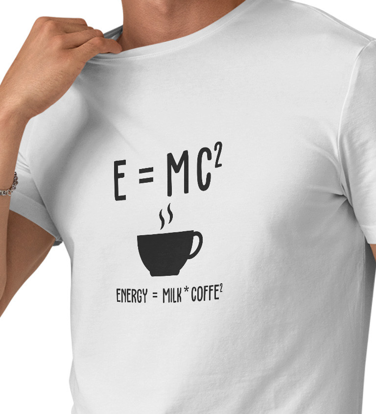 Bílé pánské tričko – E=MC²