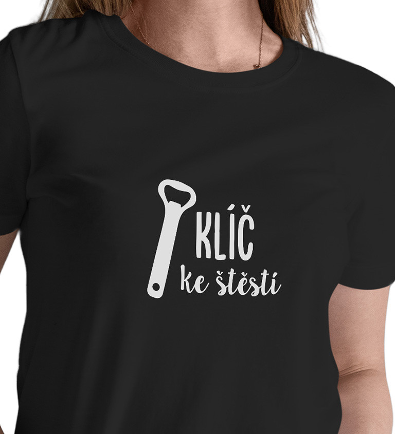 Černé dámské tričko – Klíč ke štěstí otvírák