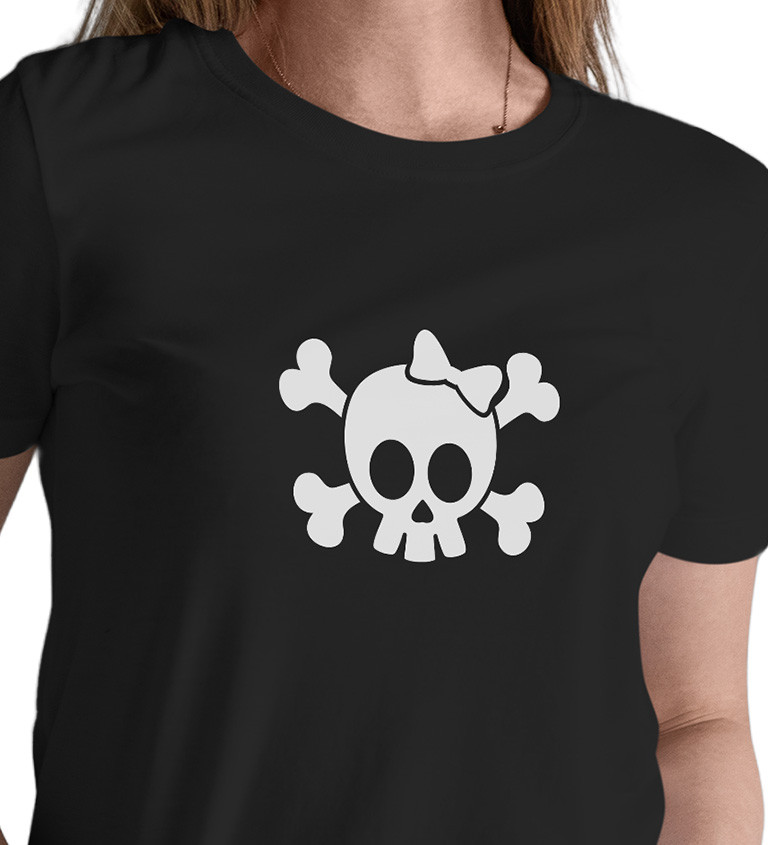 Dámské černé tričko – Halloween Kitty