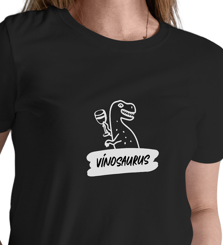 Dámské černé tričko – Vínosaurus
