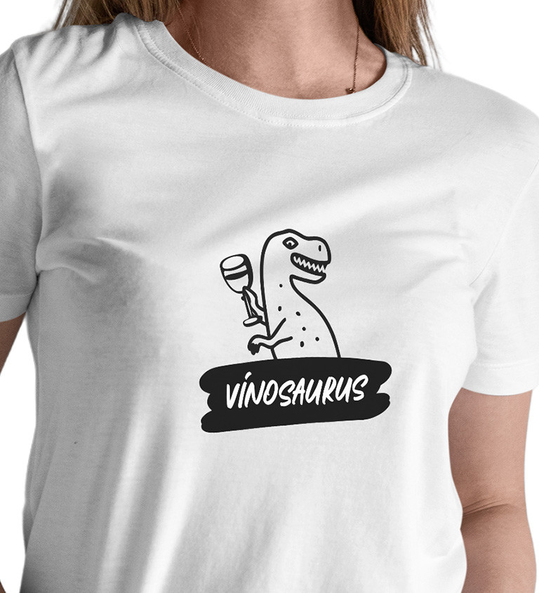 Dámské bílé tričko – Vínosaurus