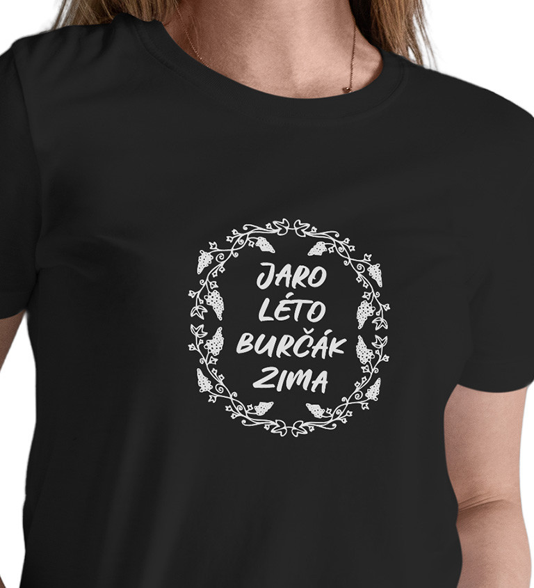 Dámské černé tričko – Jaro, léto, burčák, zima